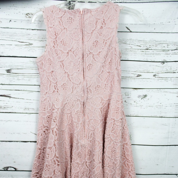CITY TRIANGLES Juniors PINK LACE FIT AND FLARE COCKTAIL SKATER DRESS D46 - Picture 6 of 8